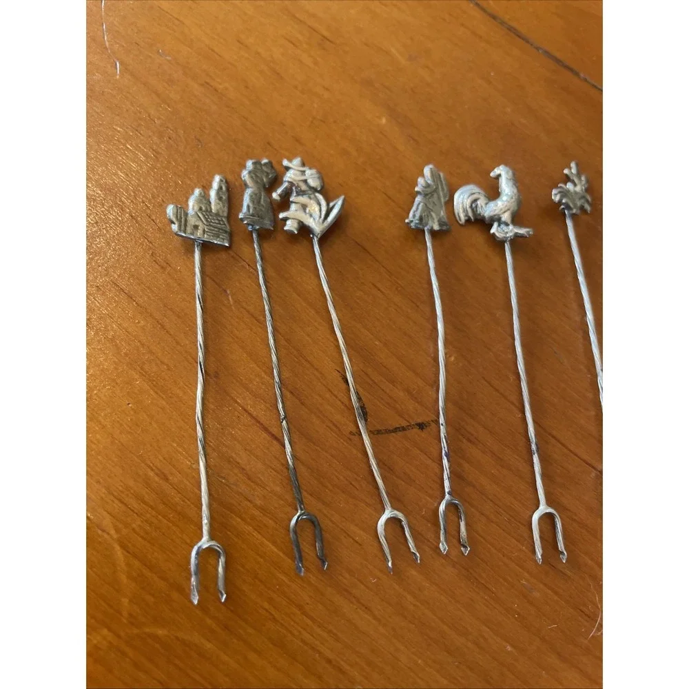 Vintage Hors D'oeuvre Cocktail Forks Picks Lot Of 9 Mexican